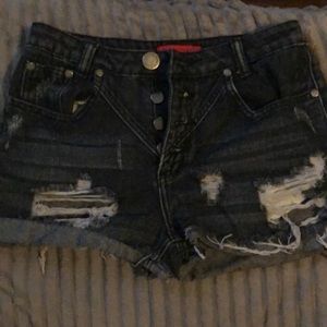 Distressed high waisted shorts